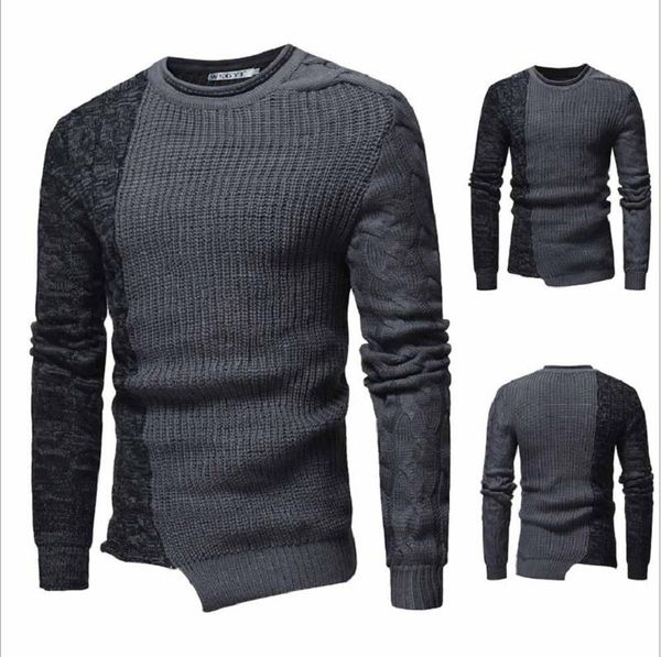 

men's sweaters round collar personality matching color pullover slimming sweater, White;black
