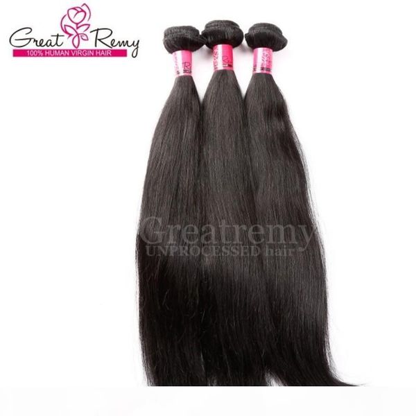 

100% chinese hair extension 3pcs lot remy human hair extensions silky straight greatremy drop shipping natural color queen hair products, Black