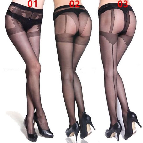 

women fashion breathable sheer pantyhose transparent stockings thin black hosiery tights stocking 3 style, Black;white