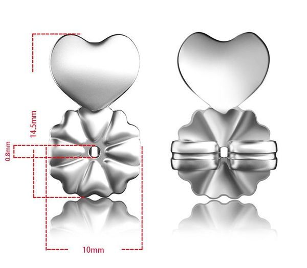 

ms betti new s925 sterling heart earring backs support hypoallergenic earrings lift lifters fits all post11, White