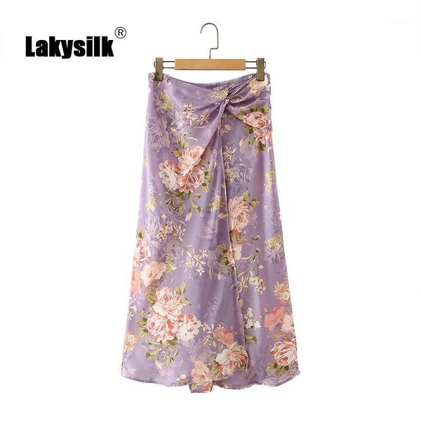 

women floral print chiffon skirts office ladies fashion summer skirt female knee-length a-line skirt purple1, Black
