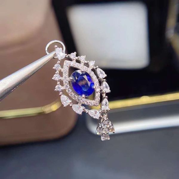 

natural sapphire pendant necklace s925 fine fashion wedding jewelry for women 2020new meibapjfs q1113, Silver