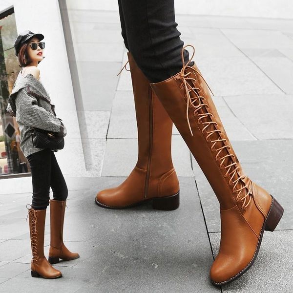 

chimizhai boots women shoes winter warm long boots woman knee high autumn shoes spring low heels my81, Black