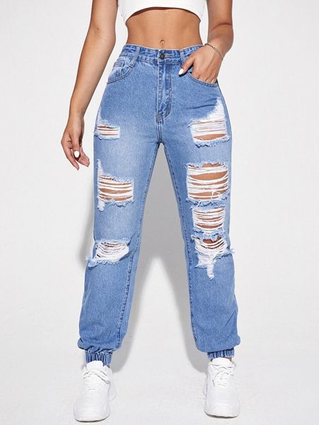 

ripped detail jogger jeans j7ul#, Blue