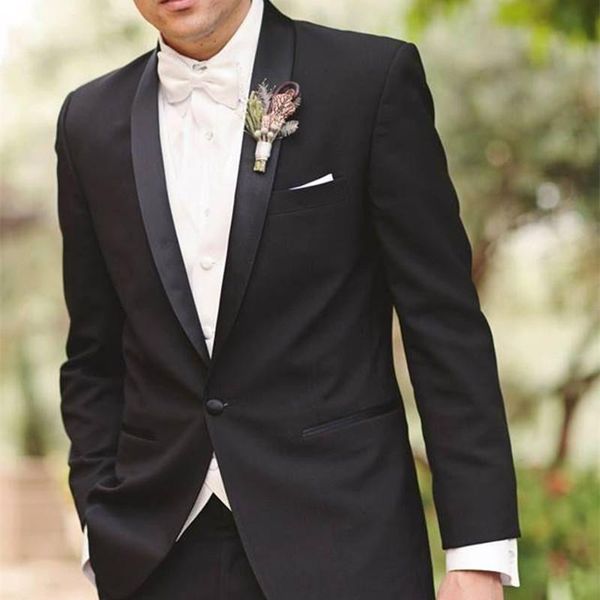 

men's suits & blazers costume homme mariage 2021 groom wedding suit men one button shawl lapel grooms tuxedos black mens jacket+pants, White;black