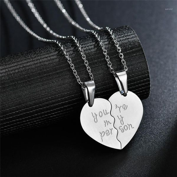 

you are my person two halves heart necklace pendant love couple jewelry for lovers girls women silver gold color black z41