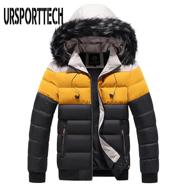 

winter jacket men parka fur collar hooded jackets thick warm male down jacket cotton padded parkas plus size 5xl, Black