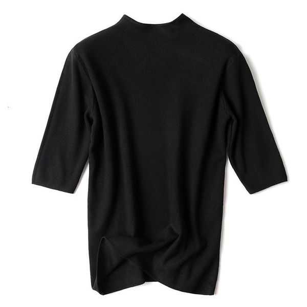 

2021 new half sleeve women turtleneck sweater autumn spring pullover soft female jumper black white tight sweaters pull femme 7ddc, White;black