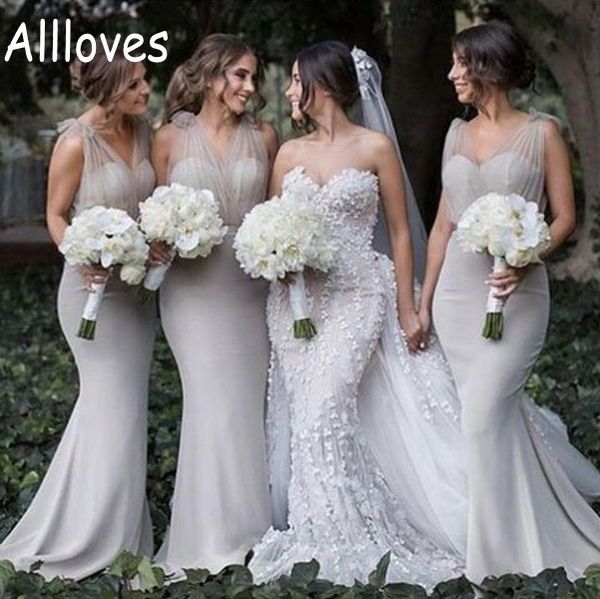 

sheer straps bridesmaid dresses boho garden elegant satin mermaid plus size maid of honor gowns sweep train simple country wedding guest par, White;pink