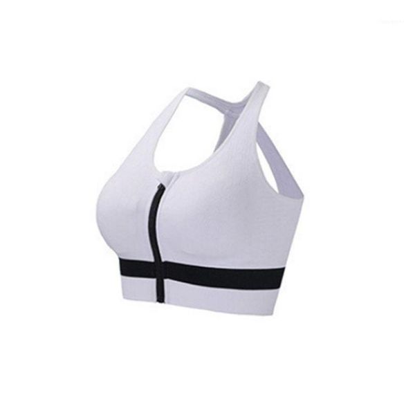

gym clothing women sports bra zip front shockproof push up breathable underwear multipurpose running yoga fitness workout sport, White;black