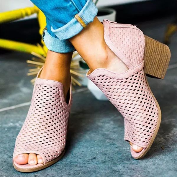 

2019 summer sandals women high heels hollow fish mouth wedge sandals casual shoes women plus size open toe ladies sandals, Black