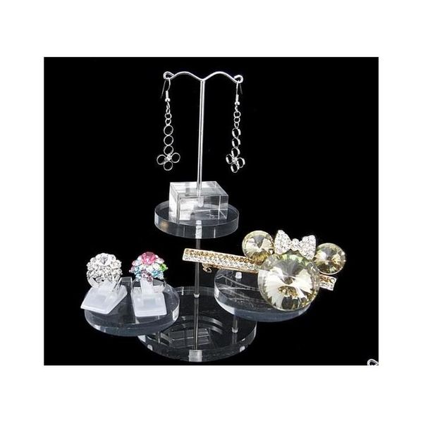 

multicolor transparent acrylic ring display stand earrings bracelet holder multifunctional three layer perfume stand oiz8 fx2m8, Slivery;golden