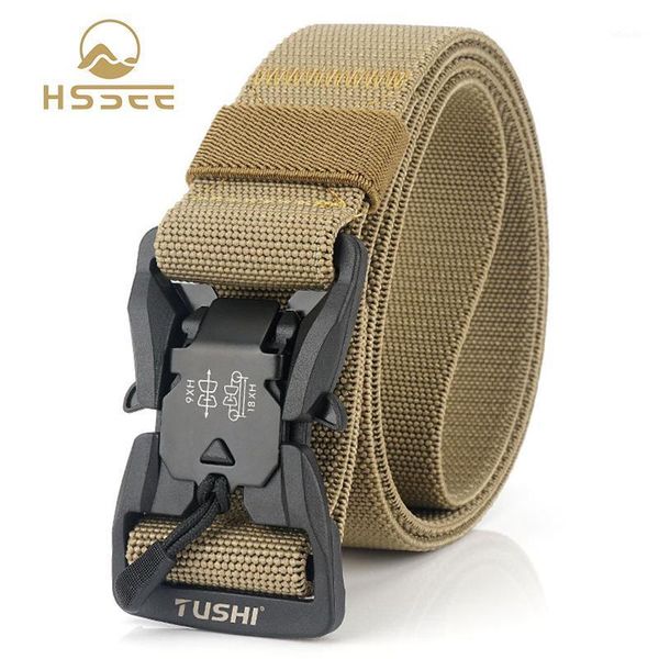 

waist support hssee official genuine elastic tactical belt tough abs resin magnetic buckle jeans adjustable outdoor sports working1, Black;gray