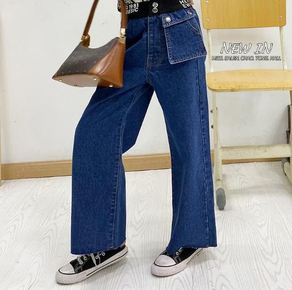 

jeans 2021 wholesale girls denim wide pants fashion autumn jean 4-10t f777, Blue