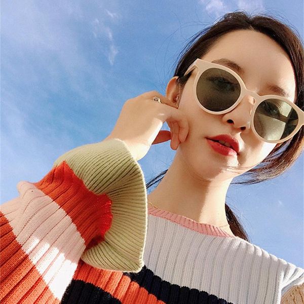 

veshion round sunglasses women brand designer oversized sun glasses for female vintage ladies glasses fashion eyewear anti-glare, White;black