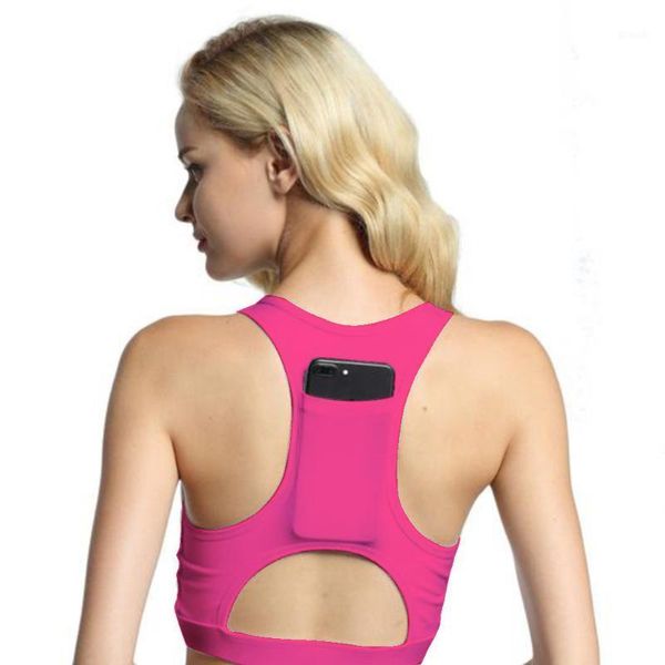 

gym clothing women back pocket high fitness sports bra shakeproof yoga bras full cup sport underwear1, White;black