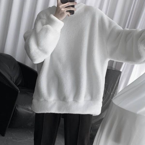

2021 new in addition to the velvet thick female hoodie solid the-neck male sweatshirt streetwear loose hip-hop hoodies y7nw, Black