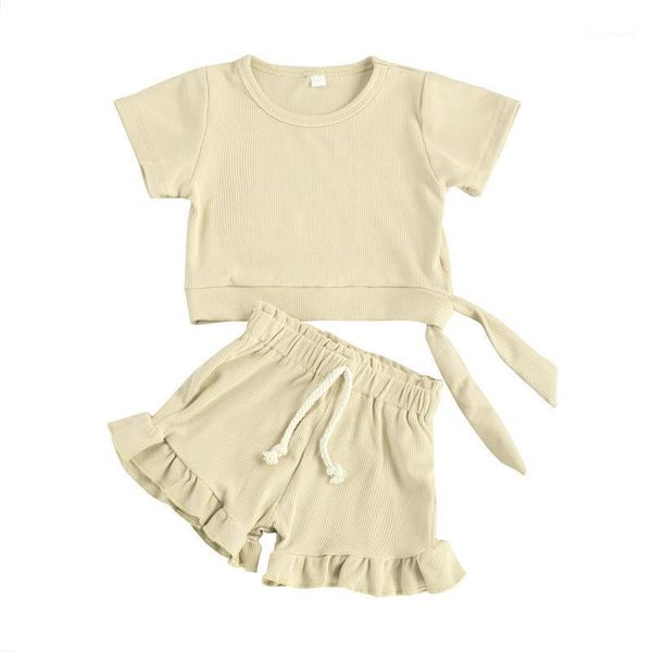 

summer infant cotton short sleeves clothes + shorts baby toddler girls clothing sets kids children girls outfits suits1, White