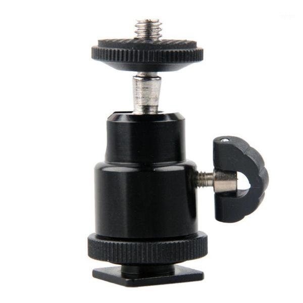

andoer aluminium alloy mini ball head 1/4" standard screw hole mount with flash shoe for dslr slr digital camera mini dv monitor1