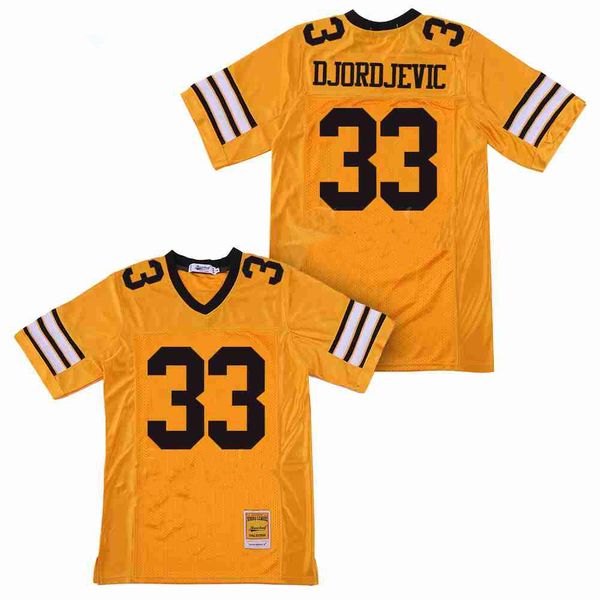 

men high school stefen djordjevic jersey 33 ampipe bulldogs football yellow team color away stitched and embroidery breathable high quality, Black
