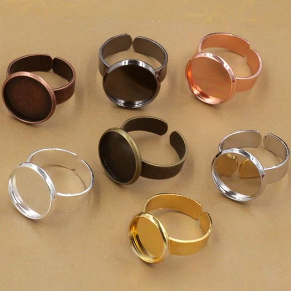 

10pcs 7 colors ring blank base fit 10 12 14 16 18 20mm settings fashion brass adjustable tray for cabochon diy jewelry making h jllflu, Black