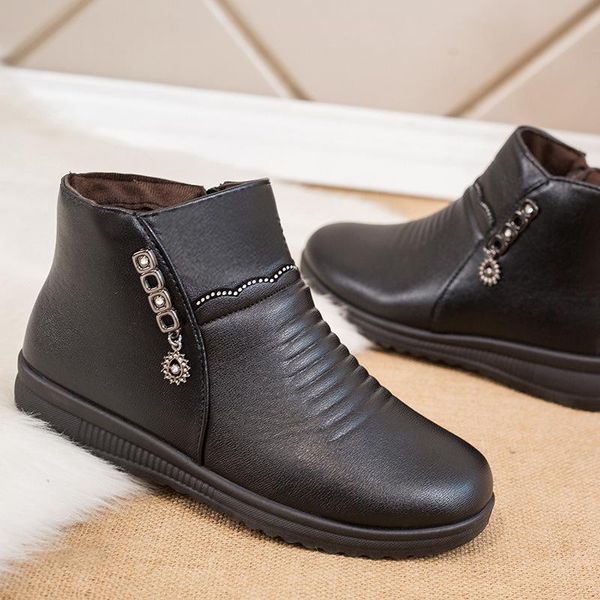 

boots women chunky heel ankle woman shoes winter brand designer female platform lady fashion, Black