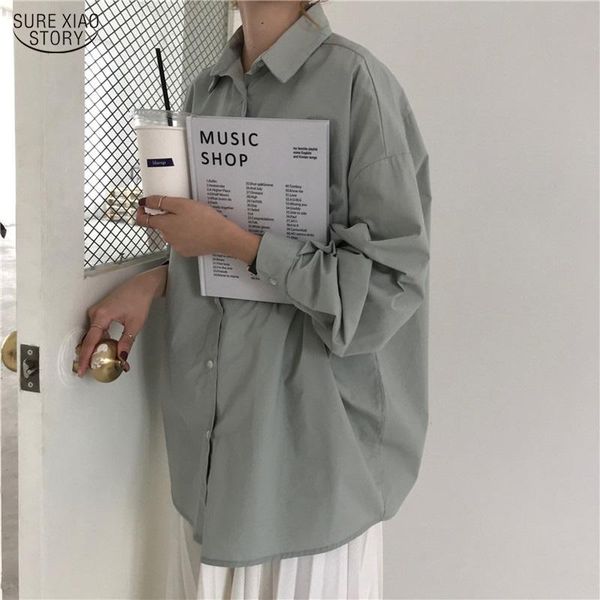 

blusas 2021 autumn women blouses solid women blouse loose casual shirts new all-match camisas mujer office lady 10237, White