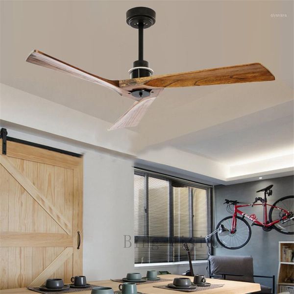 

electric fans 52 inch solid wood ceiling fan without light with remote control creative living room dining loft lamp dc1