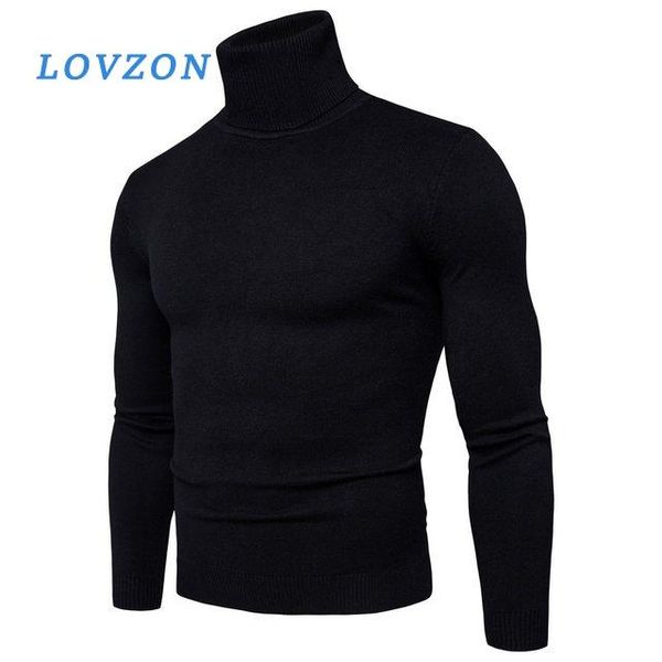 

lovzon winter warm turtleneck sweater men fashion solid knitted mens sweaters casual male double collar slim fit pullover 2020, White;black
