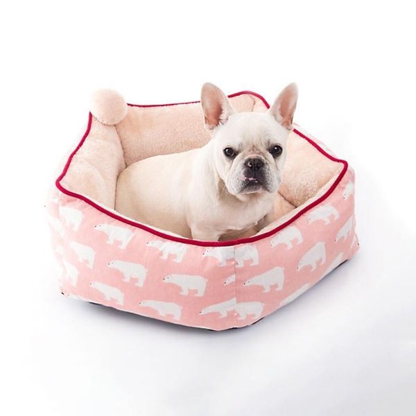 

washable small dog bed warming 3 patterns coral fleece house puppy sleeping bed resistant to bite polar bear kennel dog