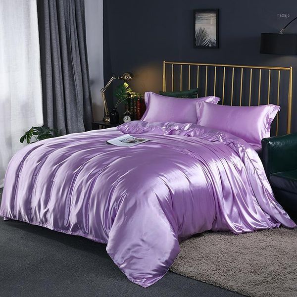 

bedding sets 2021 style double-sided washing silk four-piece set silky quilt cover sheet article  size1