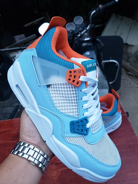 

new 4 iv union light blue ow men shoes male 4s sneakers sports outdoor trainers