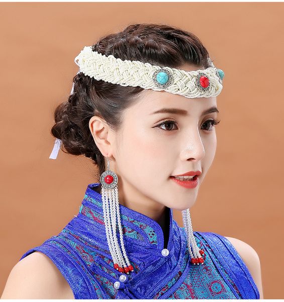 Hindistan tarzı püskül prenses headdress ulusal saç dekorasyon gelinler el yapımı düğün saçlı Cosplay Kostüm Aksesuarları Beads