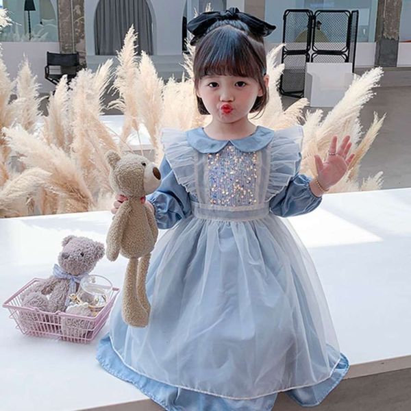 

and girls' autumn 2020 new ice snow wonderland bubble sve princs drs children's gradient two piece set, Red;yellow