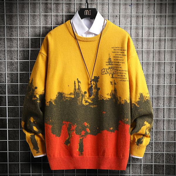 

men's high street fashion autumn winter pullovers knitted sweaters men clothing o-neck long sleeve shirt casual q1113, White;black