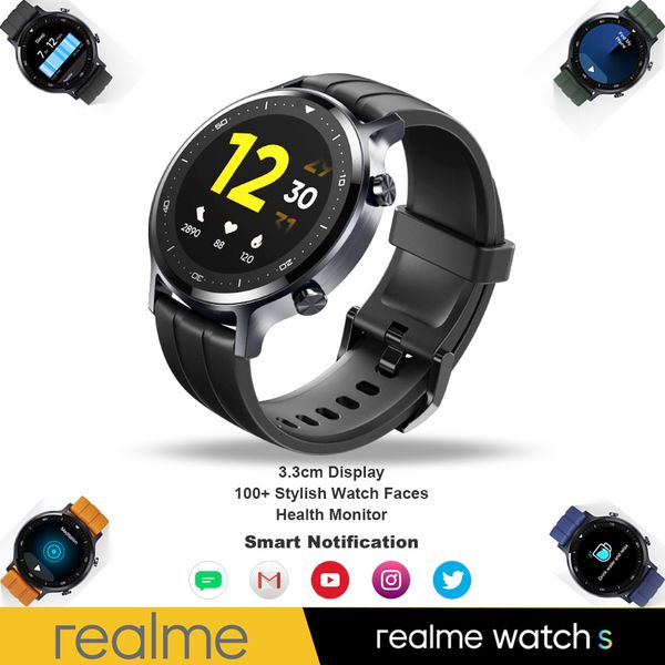

realme watch s heart rate blood oxygen monitor smart watch auto brightness screen 390mah battery 15 days using