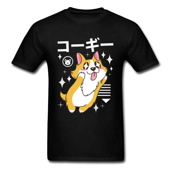 

sport midnite star new kawai corgi printed men's t-shirt 2020 summer black t-shirt grade cotton clothes boyfriend send t-shirt