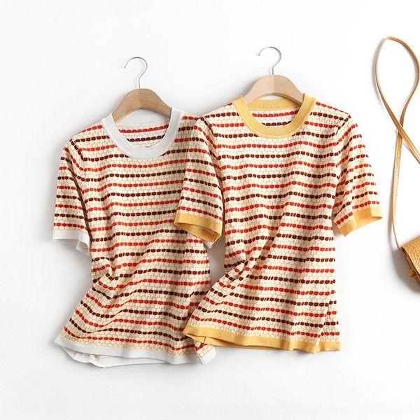 

7wnpy женская одежда с короткими рукавами 2020 летом новый случайный возрастное сокращение радуги свитер a1lph-500 a1lph-500 женщин одежда 2, White