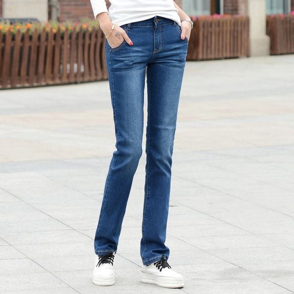 

lguc.h classic jeans for women fashion pants stretch straight womens jeans korean girls jean slim femme mujer pantalones, Blue