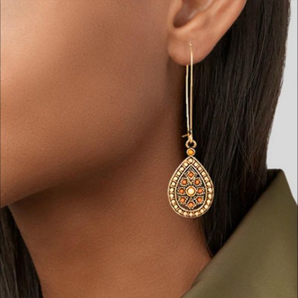 

water drop beads bohemia earrings retro ethnic style hollow fashion earrings, Silver