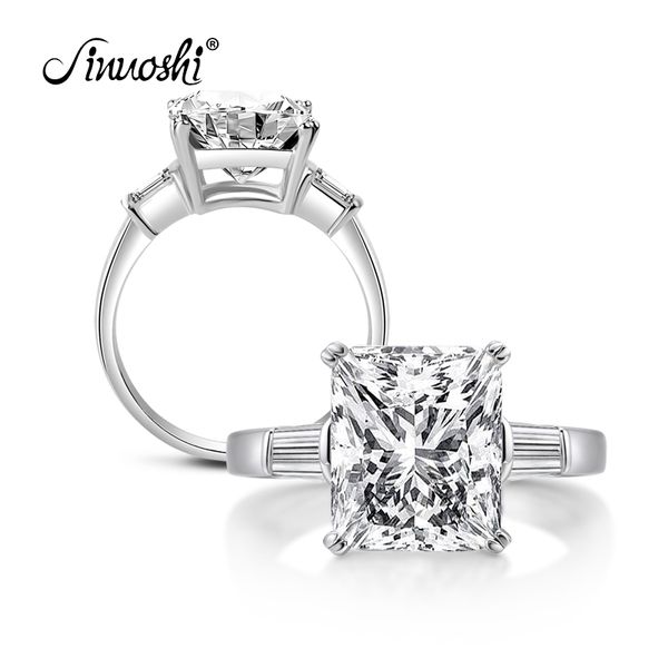 5CT Большие квадратные кольца прямоугольник нарезанный кольцо принцессы 925 твердые стерлинговые серебро великолепные украшения западного стиля Aneis обручальные кольца Y200106