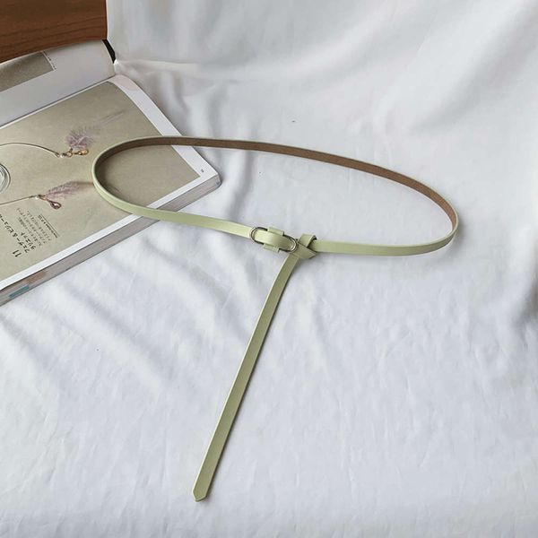 

oval 2020 spring silver buckle soft leather thin women's decorative dress with skirt simple versatile small belt, Black;brown