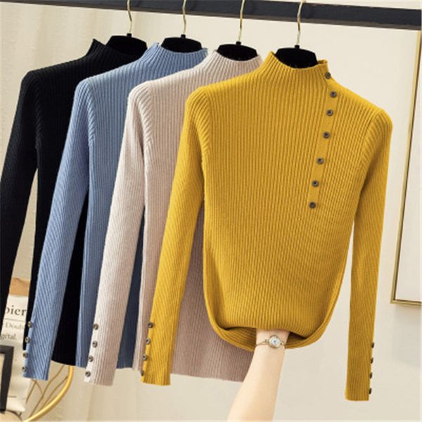 

2020 new turtleneck women pullover sweater spring jumper knitted basic fashion autumn long sleeve korean ladies clothes 28, Black;brown