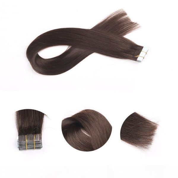 

20pcs set 24inch straight glue skin weft pu tape in human hair extensions brazilian remy in stock ing, Black