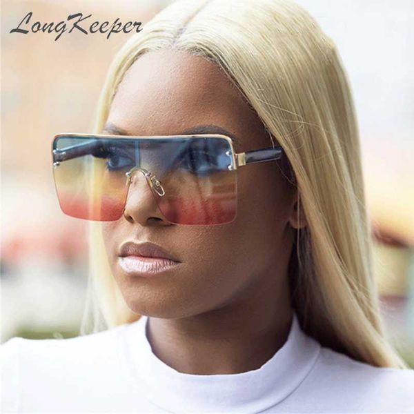 

fashion flat oversized sunglasses women men big frame sun glasses female one-piece gradient eyewear shades, White;black