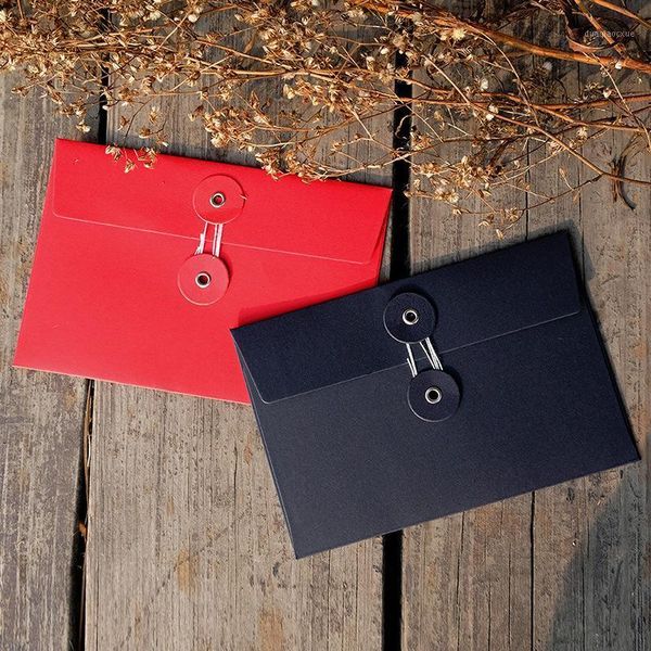

gift wrap 50pcs/lot file holder filing envelope with buckle red/black 230g advanced color paper envelopes postcard, po storage bag1