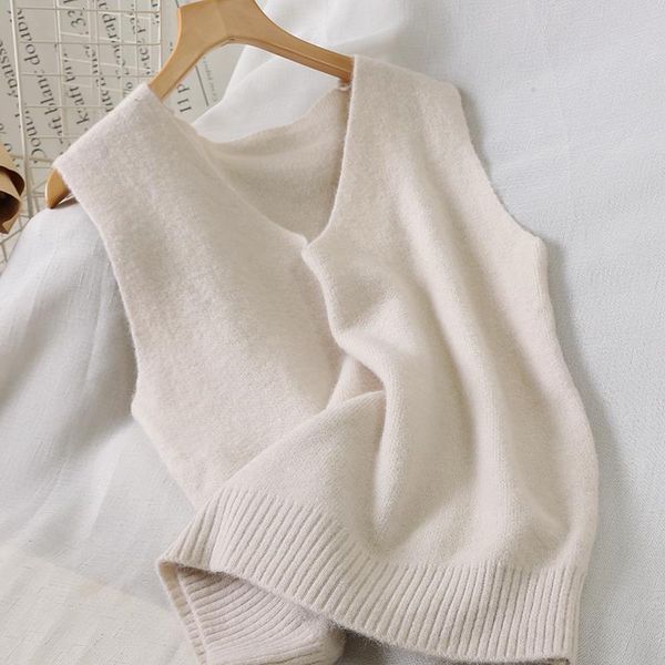 

women solid knitted vest outerwear v neck knitted women sleeveless knitted sweater vest winter sweater for women, White;black