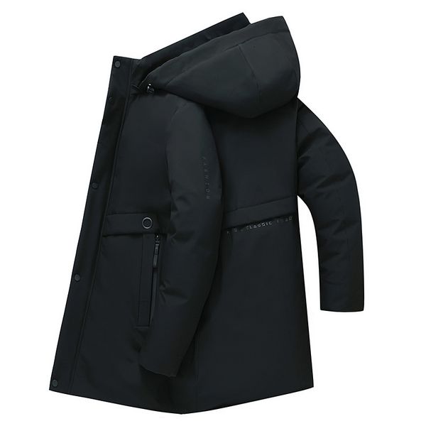 

aged and old 2020 winter new dad's warm down cotton middle long hooded jacket men's clothing, Black