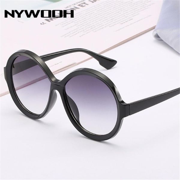 

sunglasses nywooh round women vintage oversized gradient sun glasses ladies candy color eyewear shades uv400, White;black