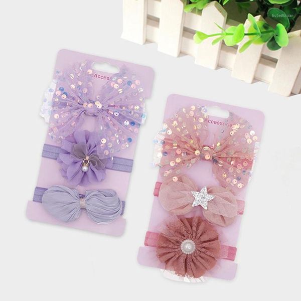 

3pcs lace baby girl headbands set princess bows kids turban hairband head bands for baby girls headband hair accessorie1, Slivery;white